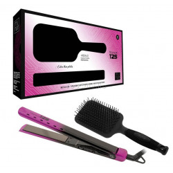 Set MyHair Plancha T25 Rosa + Paddle Brush Black BY AGV