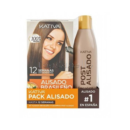 Pack Ahorro Kit Alisado Brasileño + Champú Post Alisado 250ml. KATIVA