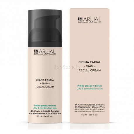 Crema Facial Antiedad Ácido Hialurónico + Niacinamida + Aloe Vera - Pieles Grasas/Mistas - ARUAL 50ml