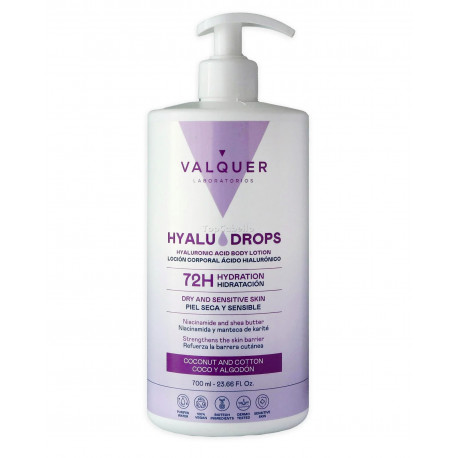 Loción Corporal Coco y Algodón HYALUDROPS Valquer – Hidratación 72H - 700ml