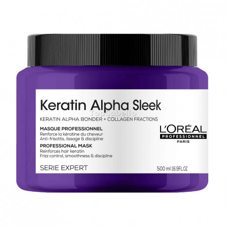 Mascarilla Cabello Rebelde o Encrespado Expert KERATIN ALPHA SLEEK LOREAL 500ml