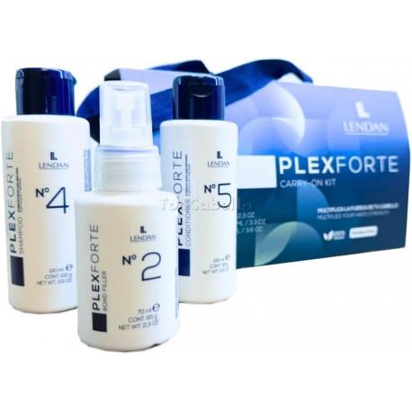 Lendan PLEX FORTE - KIT Equipaje Minitallas (Champú 100 ml + Acondicionador 100 ml + Bond filler 70 ml) 