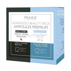 Tratamiento Facial de Noche PRAXIS Advanced Beauty Pack Night 12+12 Ampollas (Facial Renewal + Hyaluronic)