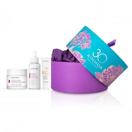 Pack Facial Ainhoa Vegan Collagen+ Firmeza y Volumen (Crema 50ml + Serum 50ml + Gel Limpiador 15 ml)