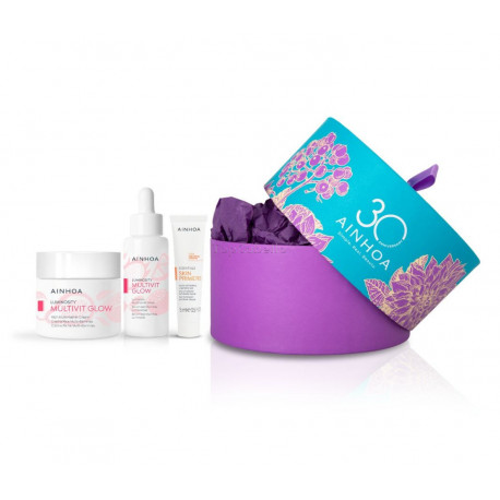Pack Facial Ainhoa Multivit Glow Rica para pieles secas (Crema+Serum+Gel Limpiador)