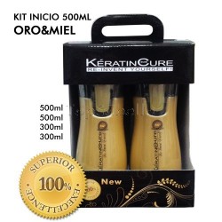 Keratin Cure Oro Miel Kit 500ml + 300ml - Tratamiento 4 Prod