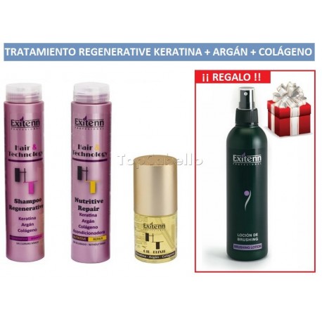 Pack Regenerative Keratina+Argán+Colágeno EXITENN + Loción Brushing Regalo