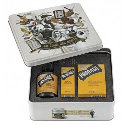 Estuche Metálico PRORASO Barba WOOD AND SPICE (Champu, Bálsamo y Aceite Barba)