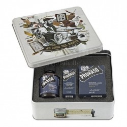 Estuche Metálico PRORASO Cuidado Barba AZUR LIME (Champú+Bálsamo+Aceite)