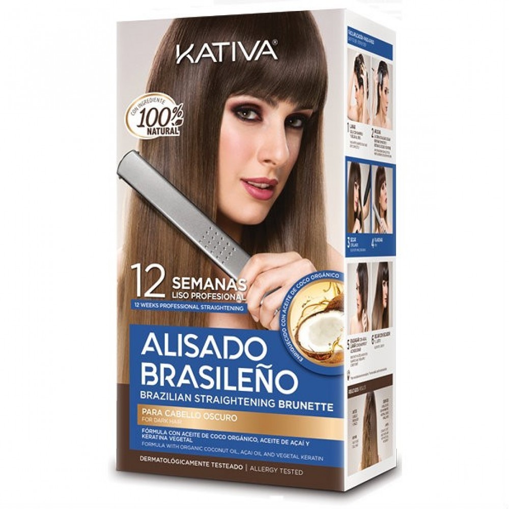 Kit Alisado Brasileño con Queratina CABELLOS OSCUROS KATIVA - Online de productos de peluquería y estética.