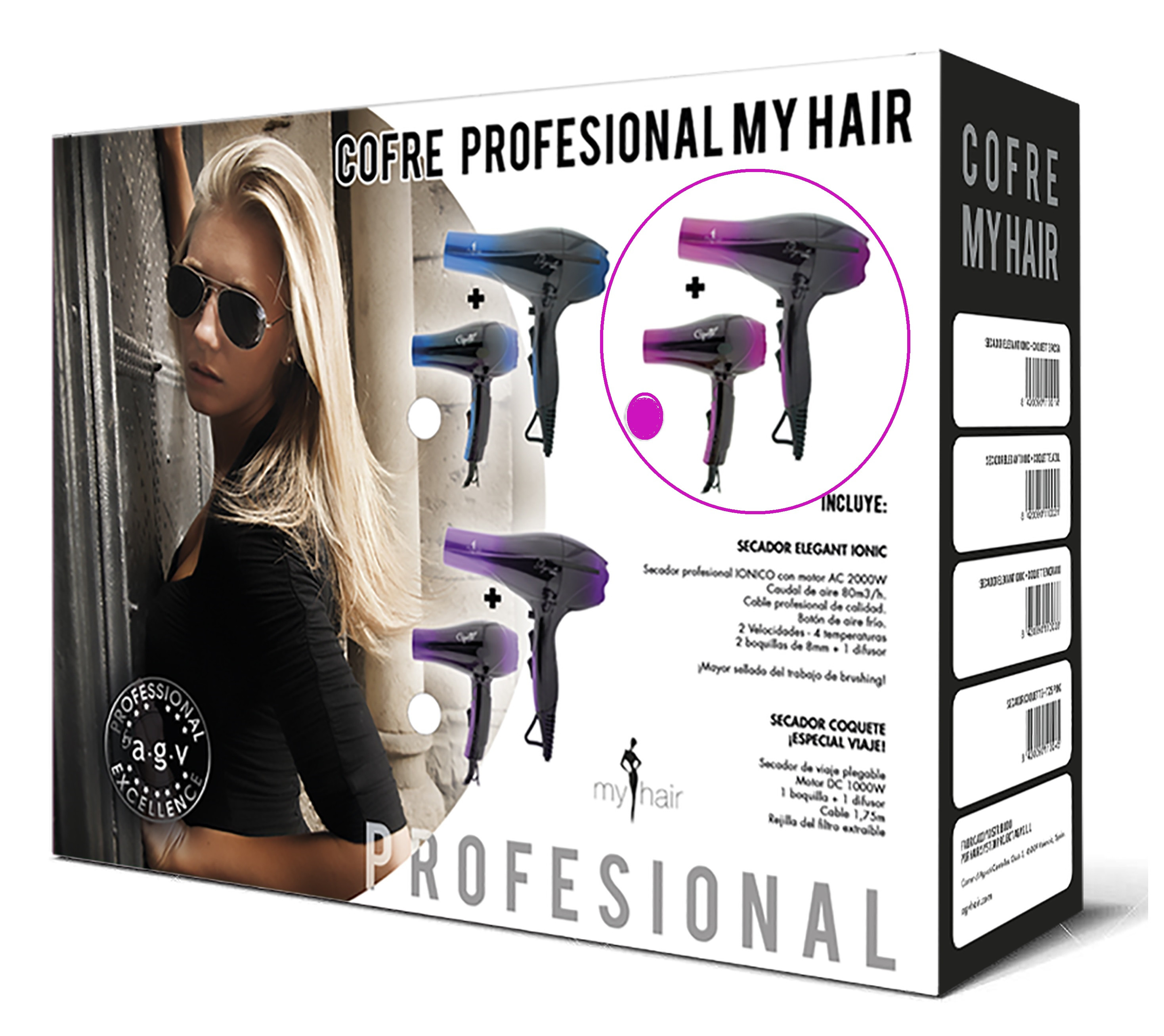 Cofre Profesional MY HAIR - PINK - (Secador ELEGANT + Mini Secador  COQUETTE) - TopCabello. Tienda Online de productos de peluquería y estética.