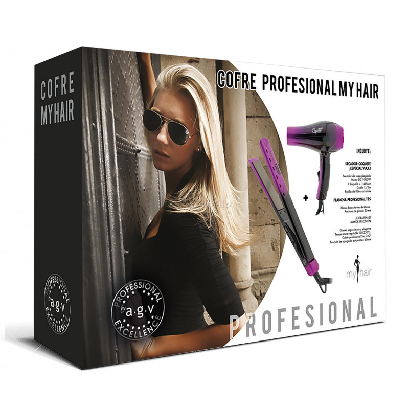 Cofre Profesional MY HAIR - PINK - (Plancha T25 + Mini Secador COQUETTE) -  TopCabello. Tienda Online de productos de peluquería y estética.