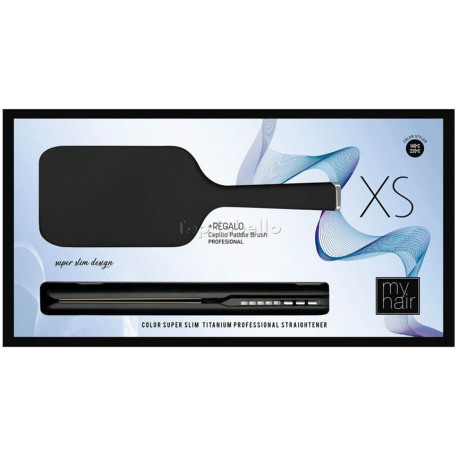 Set MyHair XS Matt Black + Paddle Brush Black BY AGV