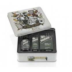 Estuche Metálico PRORASO Cuidado Barba CYPRESS AND VETYVER (Champú+Bálsamo+Aceite)